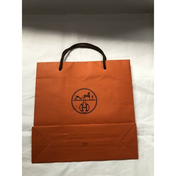 Hermes Reusable Paper Shopping Bag Gift Orange 11.7" x 11.6" x 4" - Picture 12 of 12